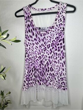Jennifer Lopez Purple and White Leopard Print Tank Size Medium